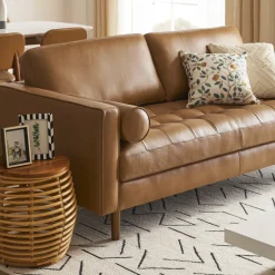 Sale Madison Leather Sofa with Ottoman Living Room Sets|Living Room Sets