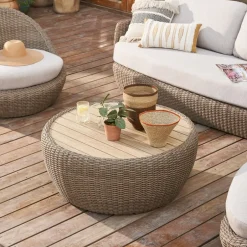 Fashion Malta Outdoor Round Drum Coffee Table Outdoor Coffee & Side Tables|Coffee Tables