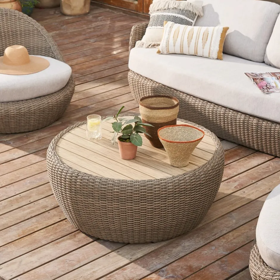 Fashion Malta Outdoor Round Drum Coffee Table Outdoor Coffee & Side Tables|Coffee Tables