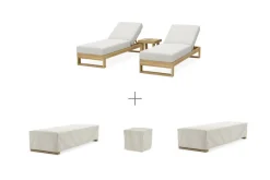 Best Rio Outdoor Teak 2 Chaise Lounges & Side Table Set Outdoor Lounge Chairs|Outdoor Furniture Sets