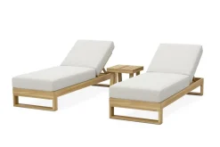 Best Rio Outdoor Teak 2 Chaise Lounges & Side Table Set Outdoor Lounge Chairs|Outdoor Furniture Sets