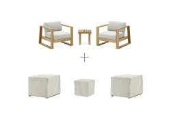 Hot Rio Outdoor Teak 2 Lounge Chairs & Side Table Set Outdoor Lounge Chairs|Outdoor Furniture Sets
