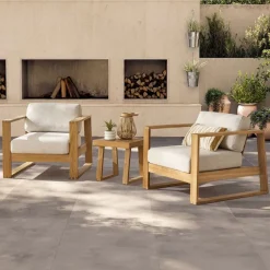 Hot Rio Outdoor Teak 2 Lounge Chairs & Side Table Set Outdoor Lounge Chairs|Outdoor Furniture Sets