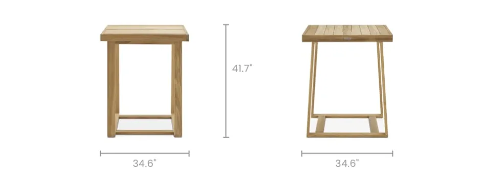 Fashion Rio Outdoor Teak Square Bar Table Outdoor Dining & Bar Tables