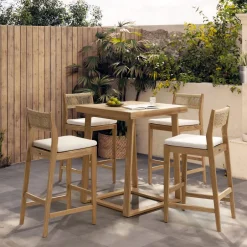 Fashion Rio Outdoor Teak Square Bar Table Outdoor Dining & Bar Tables