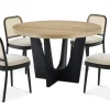 Discount Sawyer Round Dining Table with 4 Edith Cane Chairs, Black Small Dining Room Furniture|Dining Room Furniture Sets