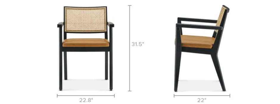 Online Sloane Cane and Leather Chair Dining Chairs