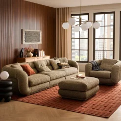 Hot Solari Performance Fabric Extended Sofa with Ottoman Living Room Sets|Living Room Sets