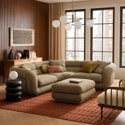 Clearance Solari Performance Fabric Sectional Sofa with Ottoman Living Room Sets|Living Room Sets