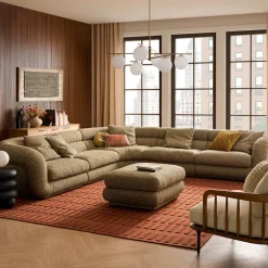 Best Solari Performance Fabric L-Shaped Sectional Sofa with Ottoman Living Room Sets|Living Room Sets
