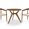 Sale Tribeca Round Dining Table with 2 Austen Dining Arm Chairs, Walnut Stain Small Dining Room Furniture|Dining Room Furniture Sets