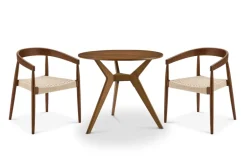 Sale Tribeca Round Dining Table with 2 Austen Dining Arm Chairs, Walnut Stain Small Dining Room Furniture|Dining Room Furniture Sets