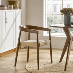 Sale Tribeca Round Dining Table with 2 Austen Dining Arm Chairs, Walnut Stain Small Dining Room Furniture|Dining Room Furniture Sets