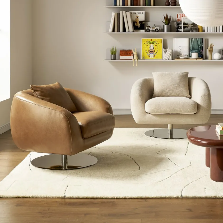 Fashion Xander Leather Swivel Armchair Armchairs And Accent Chairs